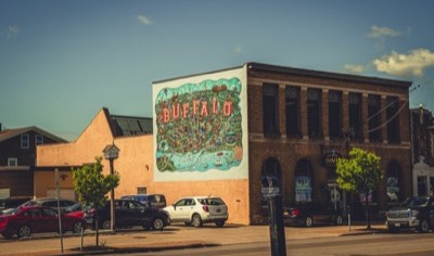 Colorful BUFFALO mural in Buffalo, New York