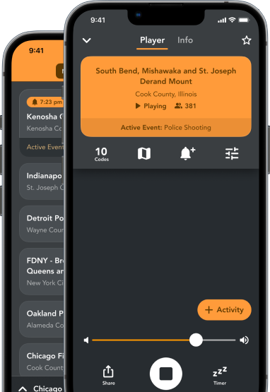 Screenshots of Scanner Radio on an iPhone